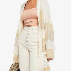 Free People striped oversized button up cardigan S